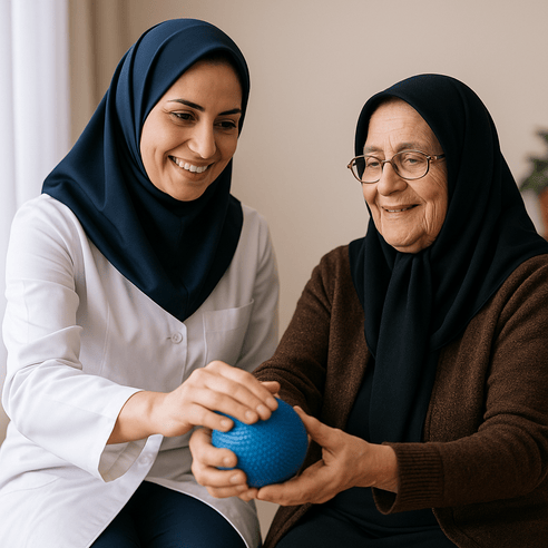 تمرینات کاردرمانی با سالمند برای افزایش استقلال فردی در خانه سالمندان اقاقیا