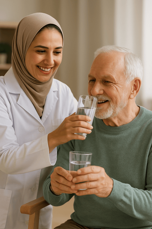 توانبخشی بلع برای سالمند توسط گفتاردرمانگر در خانه سالمندان اقاقیا